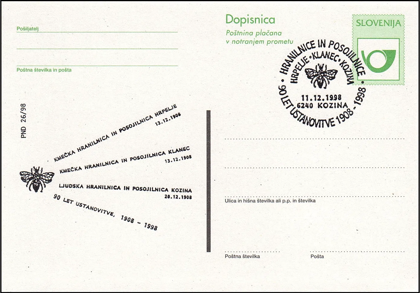 90 LET USTANOVITVE HRANILNICE IN POSOJILNICE 1908 - 1998
